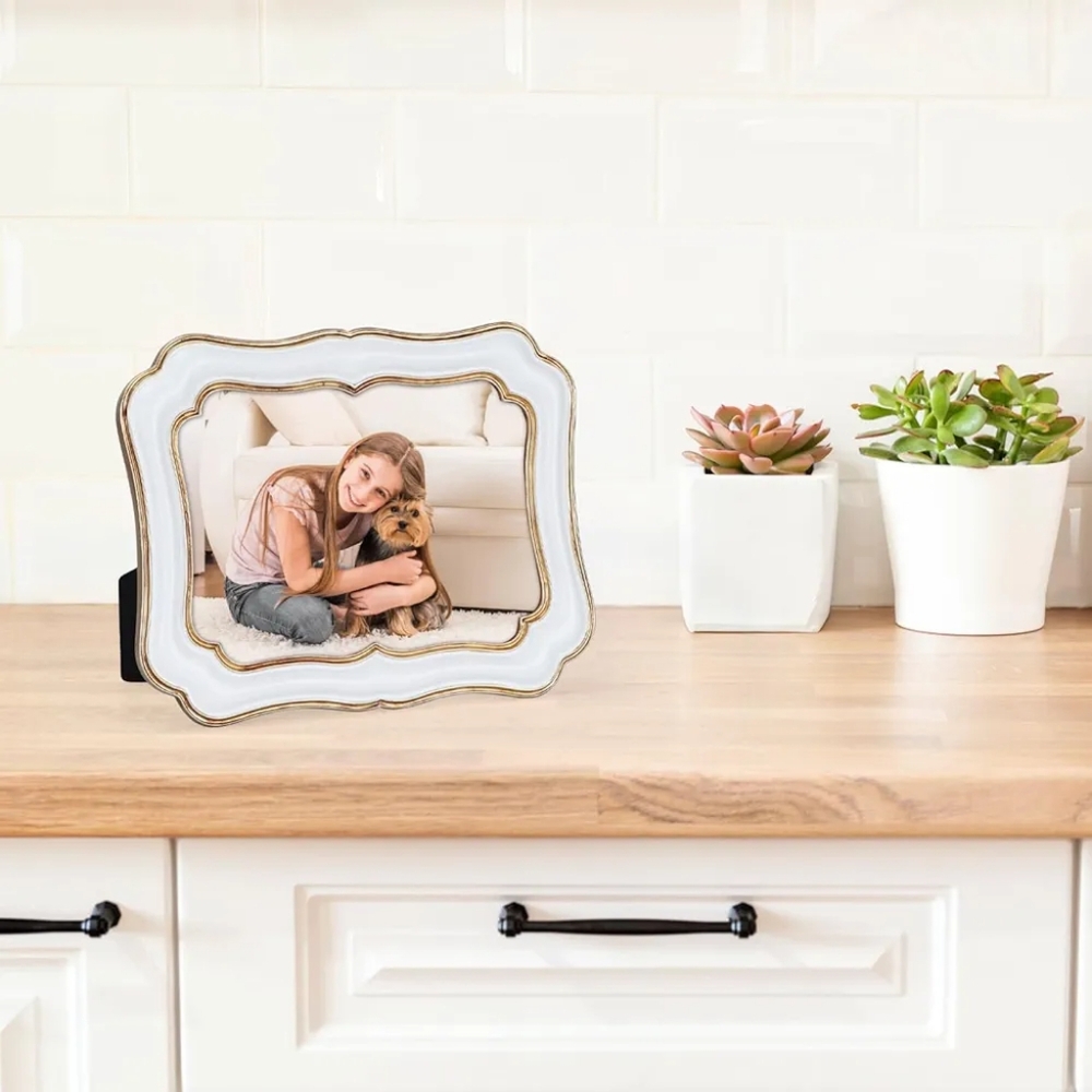 NEW In Box White and Gold 5x7 Picture Frame